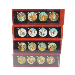 Lot (8) antique German magic lantern glass slides laterna magica