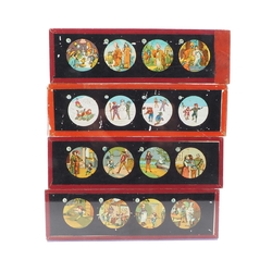 Lot (8) antique German magic lantern glass slides laterna magica