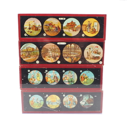 Lot (8) antique German magic lantern glass slides laterna magica