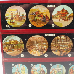 Lot (8) antique German magic lantern glass slides laterna magica