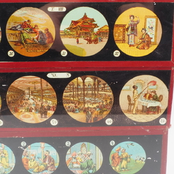 Lot (8) antique German magic lantern glass slides laterna magica