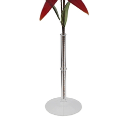 Czech lampwork glass bead red flower stem and vase ornament