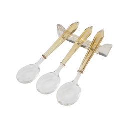 Set (6) antique Czech crystal topaz bi-color art glass spoons 5.5"