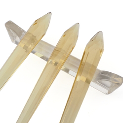 Set (6) antique Czech crystal topaz bi-color art glass spoons 5.5"