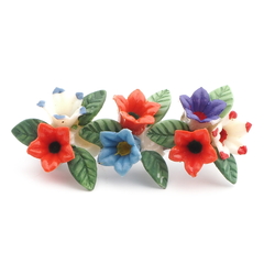Vintage Art Deco flowers and leaves early celluloid hand painted pin brooch