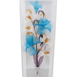 Czech lampwork glass bead blue white flowers vase ornament