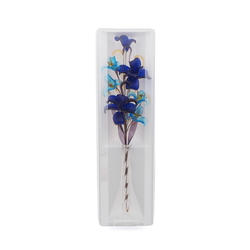 Czech lampwork glass bead blue flowers vase ornament
