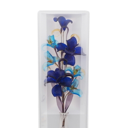 Czech lampwork glass bead blue flowers vase ornament