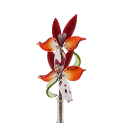 Czech lampwork glass bead orchid flower stem vase ornament