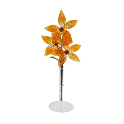 Czech lampwork glass bead amber orange flower stem vase ornament