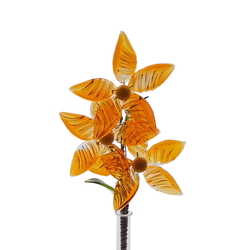 Czech lampwork glass bead amber orange flower stem vase ornament