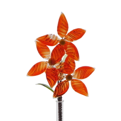 Czech lampwork glass bead red flower stem vase ornament