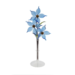 Czech lampwork glass bead blue flowers stem vase ornament