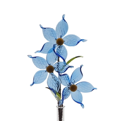 Czech lampwork glass bead blue flowers stem vase ornament