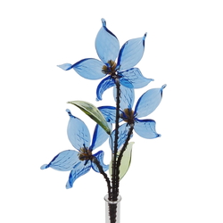 Czech lampwork glass bead blue flowers stem vase ornament