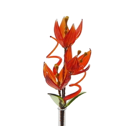 Czech lampwork glass red flower stem vase ornament
