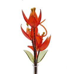 Czech lampwork glass red flower stem vase ornament