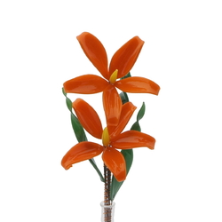 Czech lampwork glass orange flower stem vase ornament decoration
