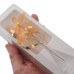 Czech lampwork glass amber flower stem vase ornament decoration