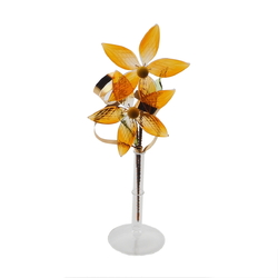 Czech lampwork glass amber flower stem vase ornament decoration