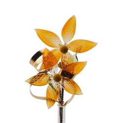 Czech lampwork glass amber flower stem vase ornament decoration