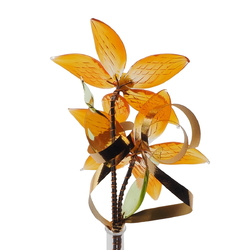 Czech lampwork glass amber flower stem vase ornament decoration