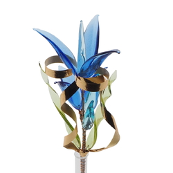 Czech lampwork glass blue flower stem vase ornament decoration