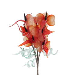 Czech lampwork glass bead red orchid flower bouquet