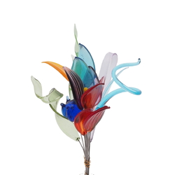 Lot (17) Czech lampwork glass flower leaf petal headpin stem craft beads