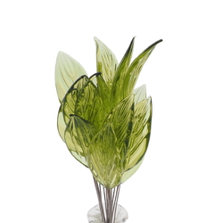 Lot (16) Czech lampwork glass green flower leaf headpin glass beads