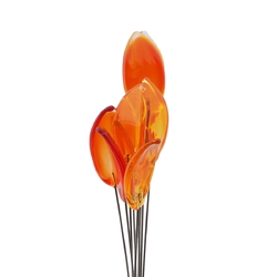 Lot (9) Czech lampwork glass amber topaz flower leaf headpin glass beads