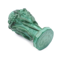 Vintage Czech Schlevogt Ingrid " Grape Harvest" nudes malachite green glass vase