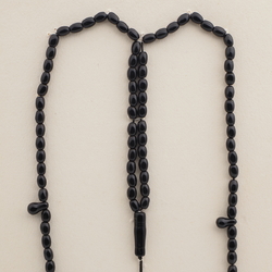 Vintage prayer bead strand 99 black Czech glass beads 