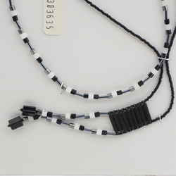 Vintage Czech 2 strand tassle necklace black satin atlas glass beads