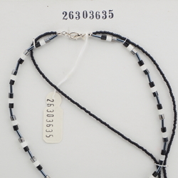 Vintage Czech 2 strand tassle necklace black satin atlas glass beads