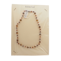 Vintage Czech silver chain link necklace topaz lustre frost glass beads