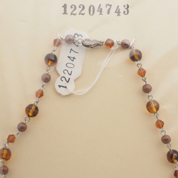 Vintage Czech silver chain link necklace topaz lustre frost glass beads