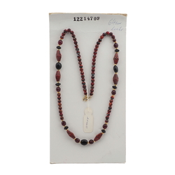 Vintage Czech necklace brown marbled faceted square bicone oval glass beads