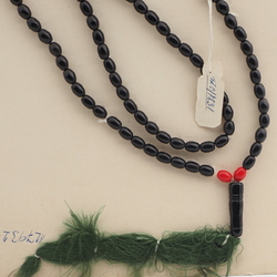 Vintage Muslim prayer bead strand 99 Czech black red glass beads