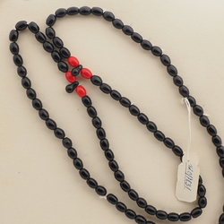Vintage Muslim prayer bead strand 99 Czech black red glass beads