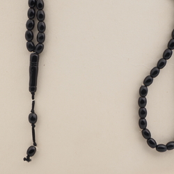 Vintage Czech 99 black glass bead Muslim prayer bead strand 