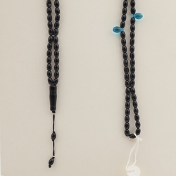 Vintage Muslim prayer bead strand 99 Czech blue black glass beads