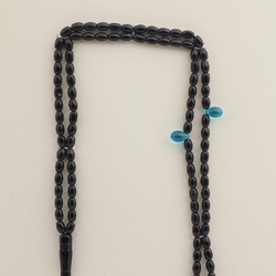 Vintage Muslim prayer bead strand 99 Czech blue black glass beads