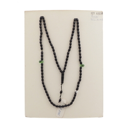 Vintage Muslim prayer bead strand 99 Czech green black glass beads