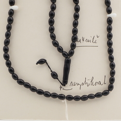Vintage Czech prayer bead strand 99 black white glass beads 
