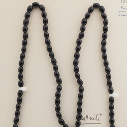 Vintage Czech prayer bead strand 99 black white glass beads 