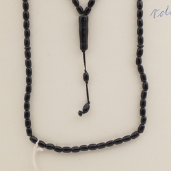 Vintage prayer bead strand 99 Czech black glass beads