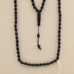 Vintage 99 Czech black oval glass bead prayer bead strand