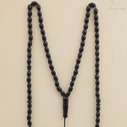 Vintage 99 Czech black oval glass bead prayer bead strand
