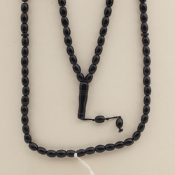 Vintage Czech black glass bead prayer bead strand 